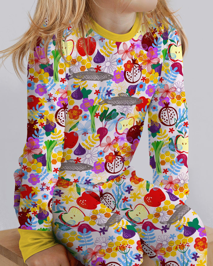 Happy Rosh Hashanah Bamboo Two Piece Long Sleeve Pajama Set