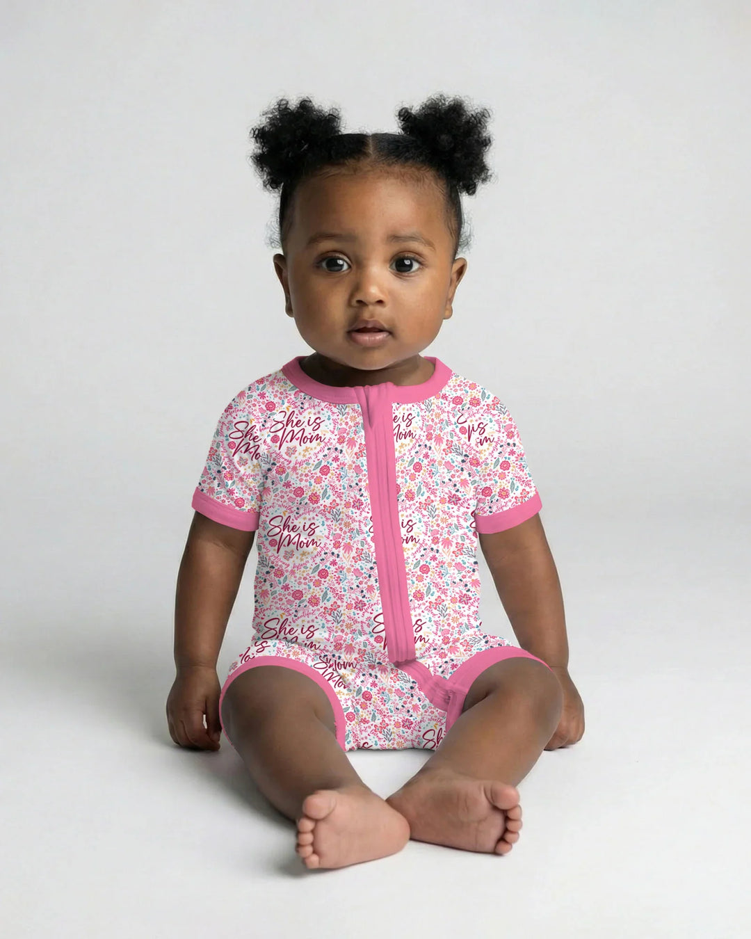 She Is Mom Floral Bamboo Shorty Zippy
