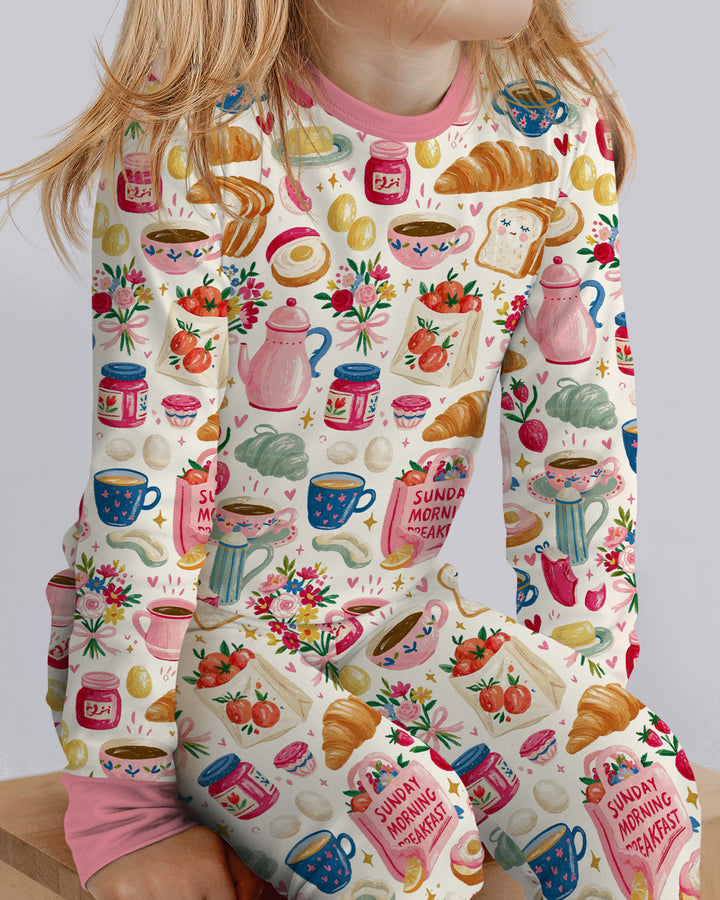Sunday Morning Breakfast Bamboo Two Piece Long Sleeve Pajama Set