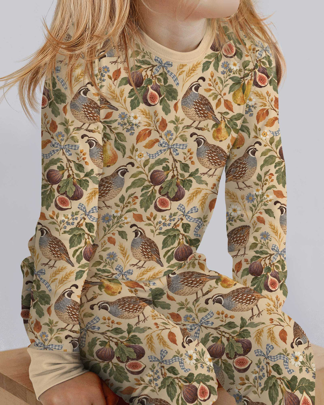 Quail & Pears Bamboo Two Piece Long Sleeve Pajama Set
