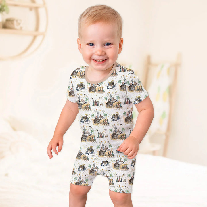 Nativity Christmas Family Matching Family Two Piece Short Sleeve Shorts Pajama Set