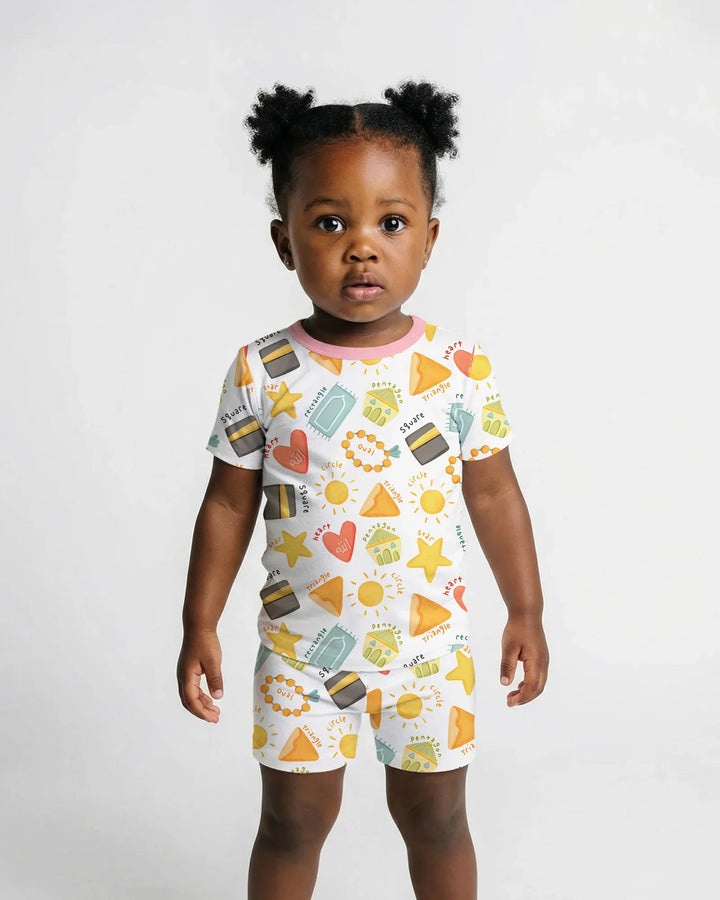 Islamic Shapes Two Piece Short Sleeve Shorts Pajama Set