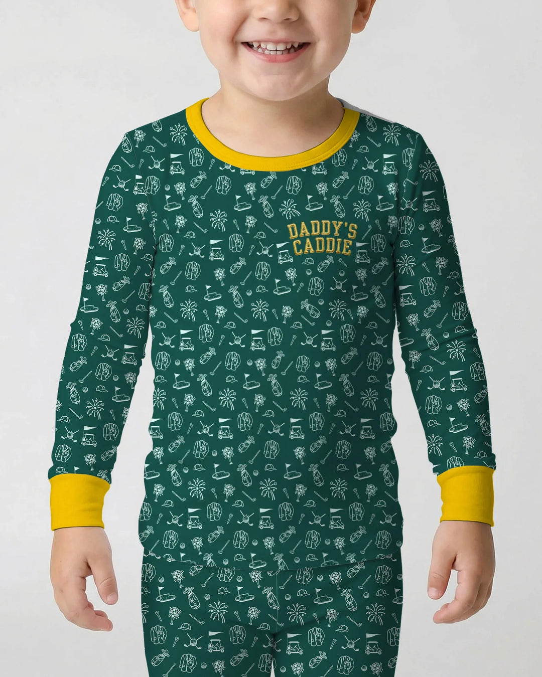 Conjunto de Pijama de Dos Piezas de Bambú con Bordado A Juego con Papá para Palos de Golf y Manga Larga
