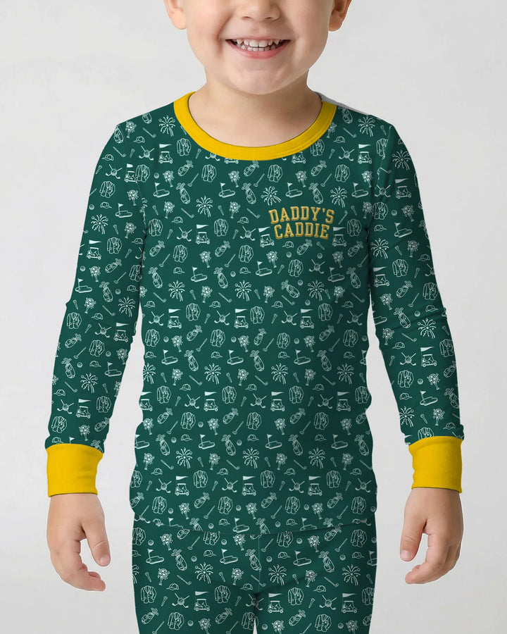 Conjunto de Pijama de Dos Piezas de Bambú con Bordado A Juego con Papá para Palos de Golf y Manga Larga