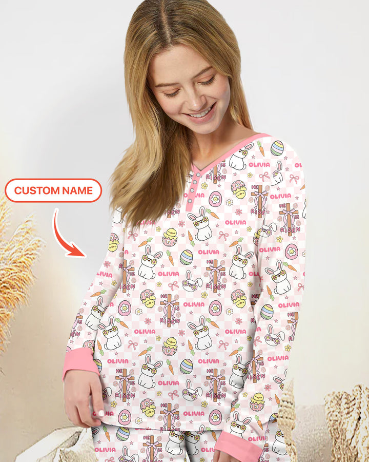 Custom Name Retro Easter Women Pajama Set