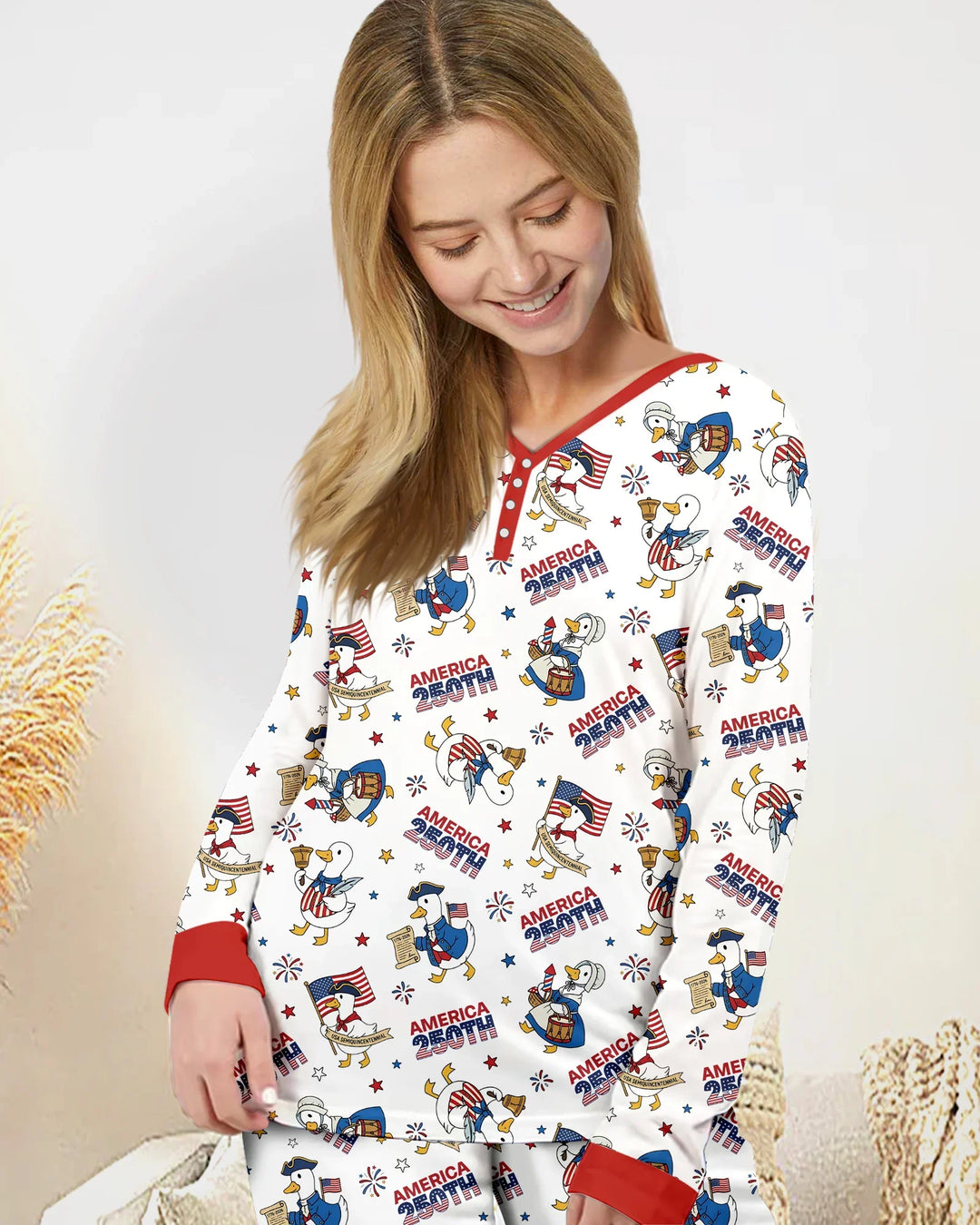 Patriotic Goose Celebrating 250 Years Bamboo Women Pajama Set