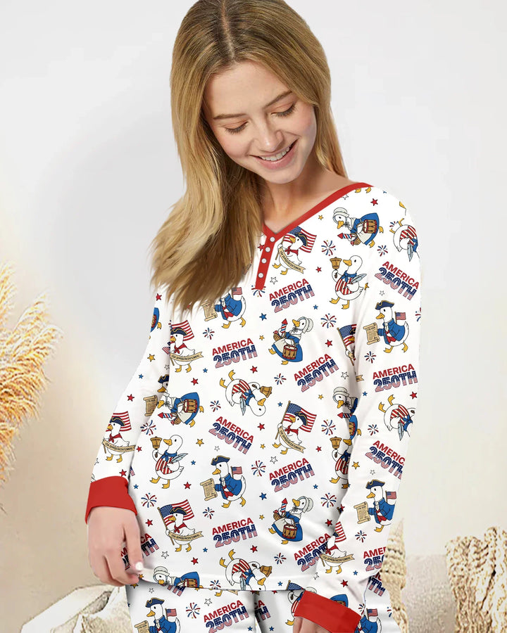 Patriotic Goose Celebrating 250 Years Bamboo Women Pajama Set