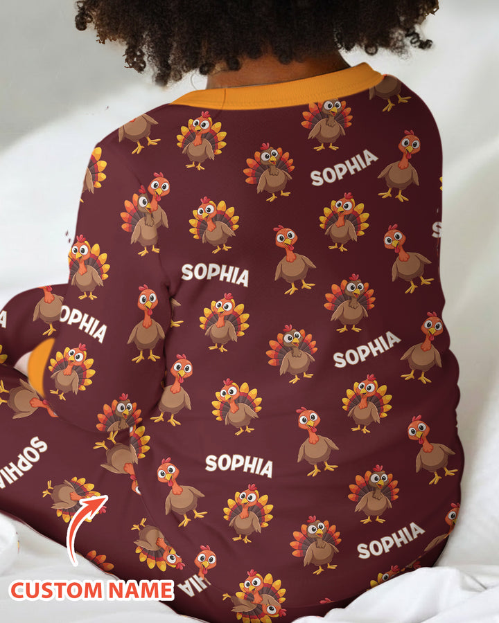 Chillin With Turkey Bamboo Two Piece Long Sleeve Pajama Set