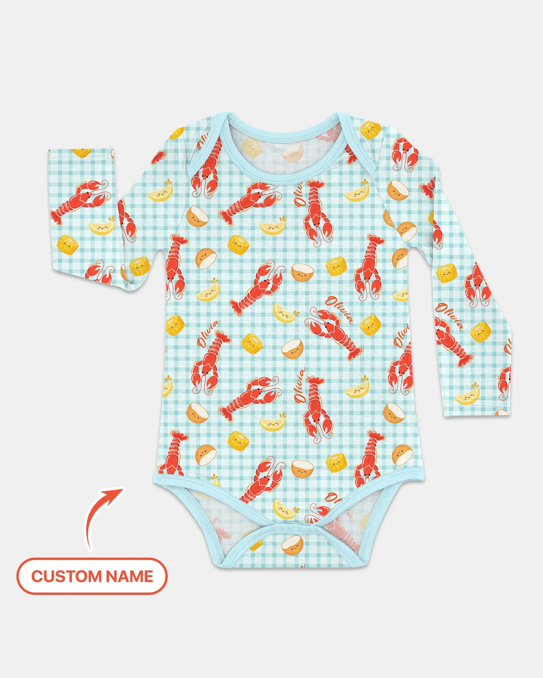 Custom Name Preppy Crawfish Season Bamboo Bodysuit
