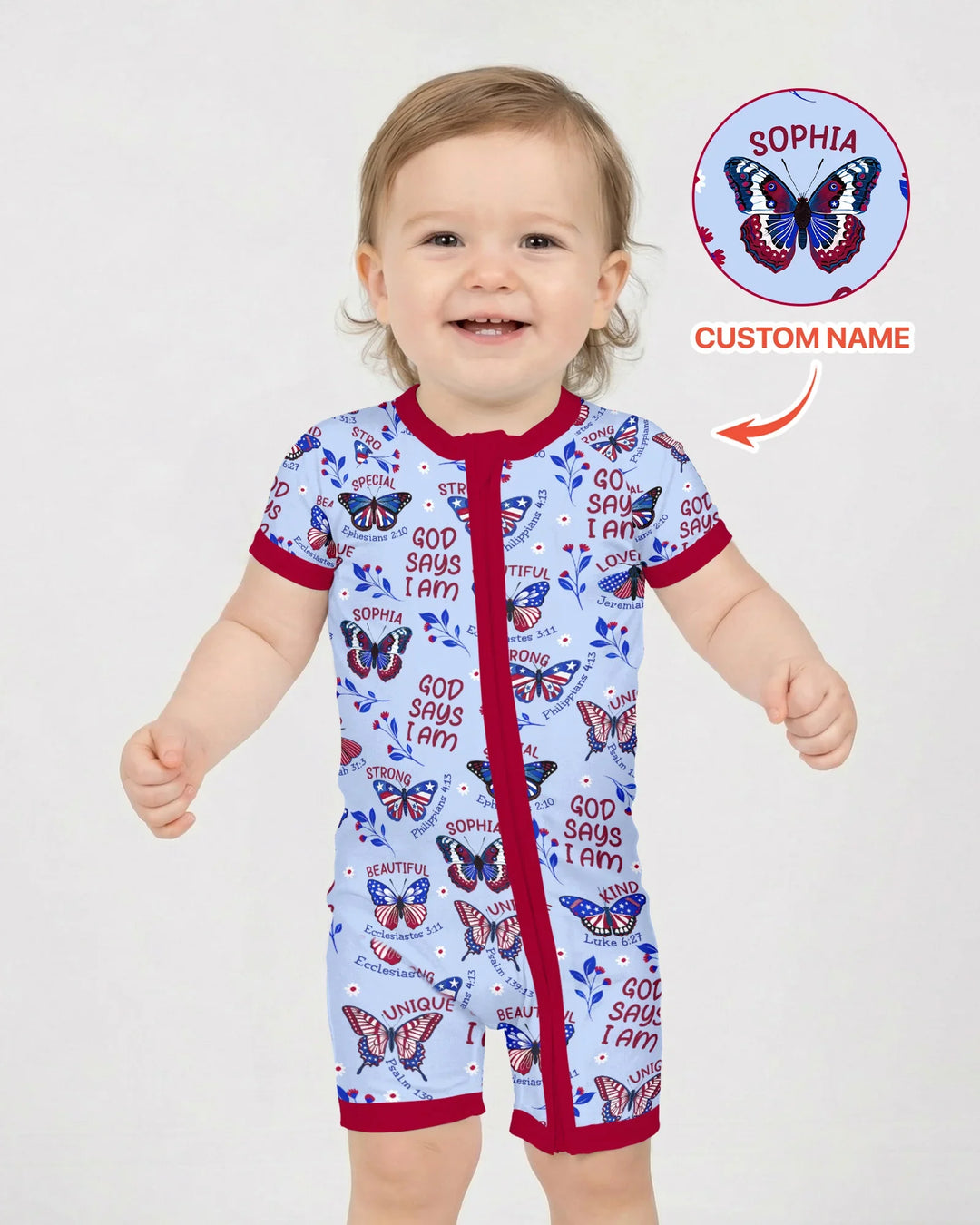 God Says I Am - Liberty Wings Custom Name Bamboo Shorty Zippy