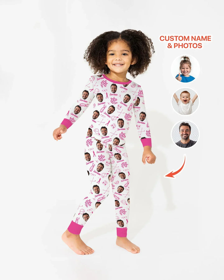 Custom Photo Best Dad By Par Bamboo Two Piece Long Sleeve Pajama Set