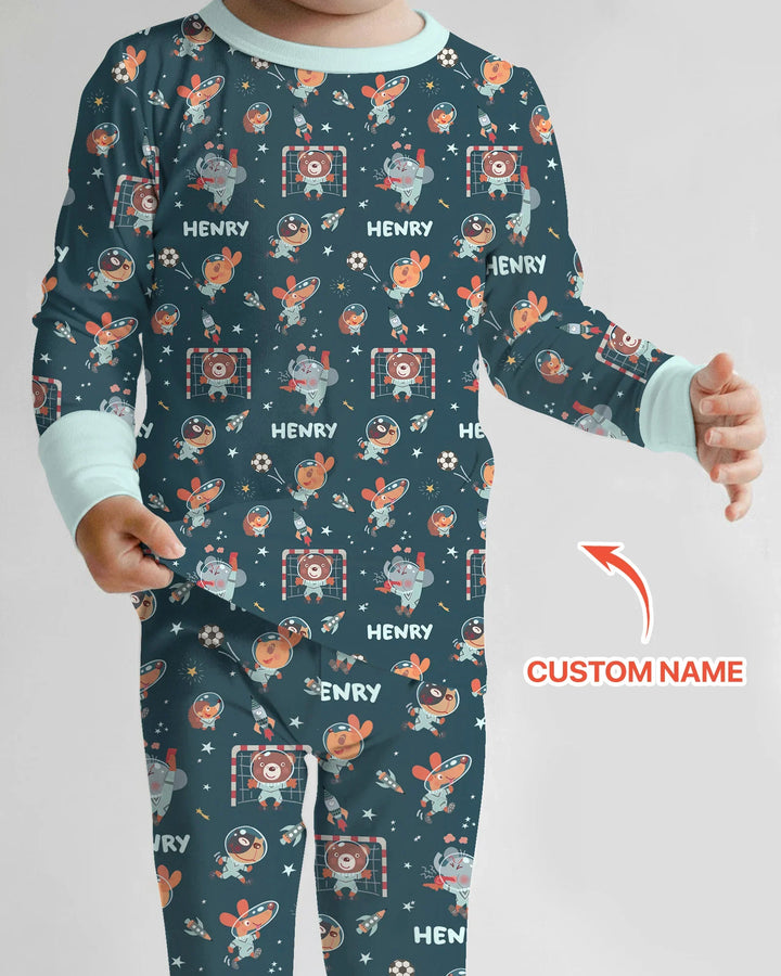 Conjunto de pijama de dos piezas de bambú con mangas largas, plantilla PERSONALIZADA