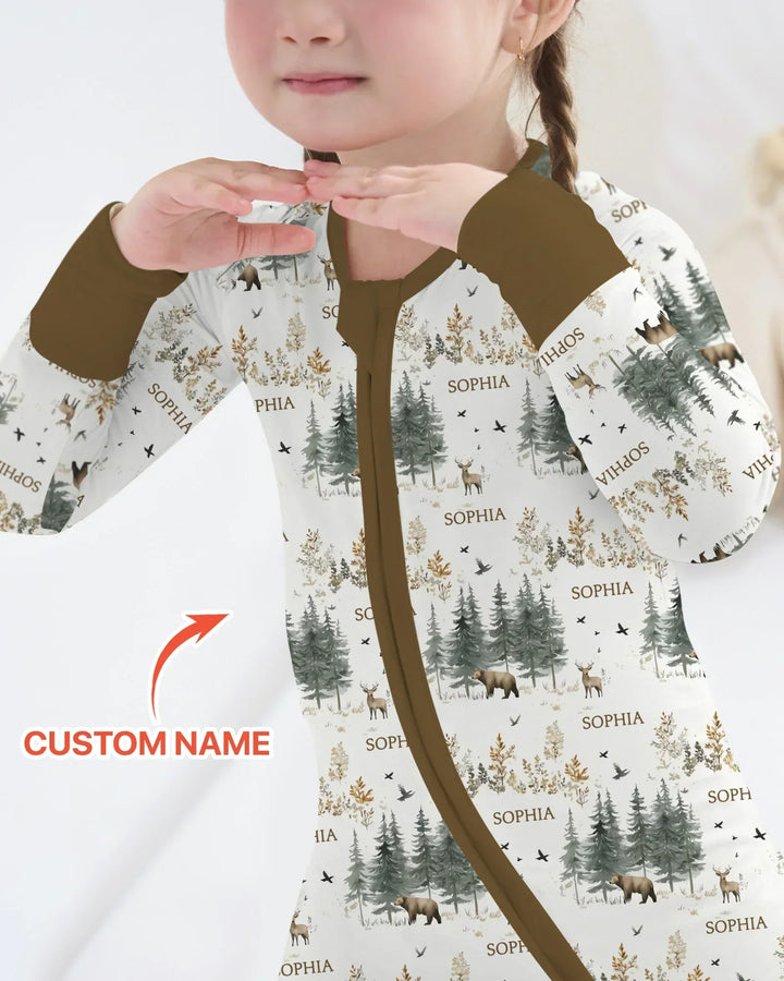 Custom Name Forest Bear Deer Bamboo Convertible Zippy