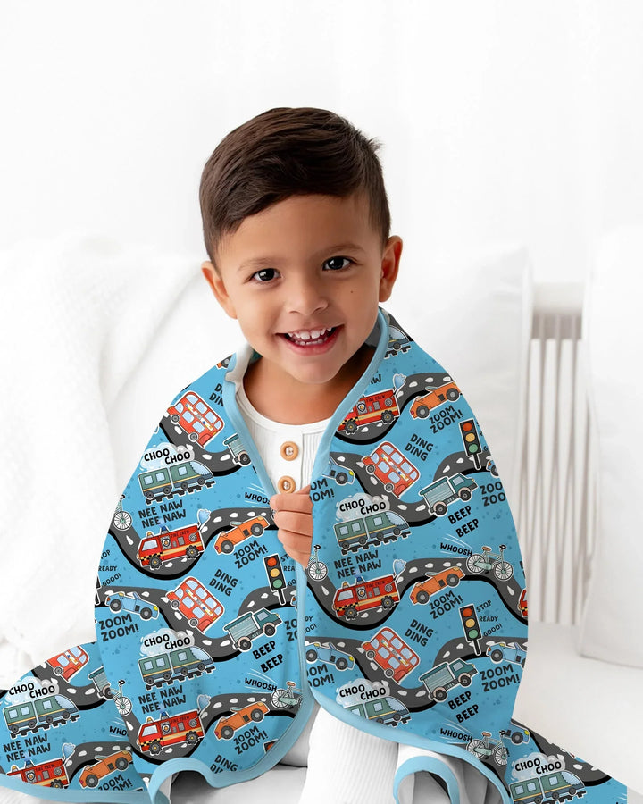 Zoom Zoom Beep Beep Bamboo Blanket