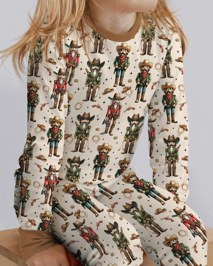 Western Christmas Cowboy Nutcracker Bamboo Two Piece Long Sleeve Pajama Set