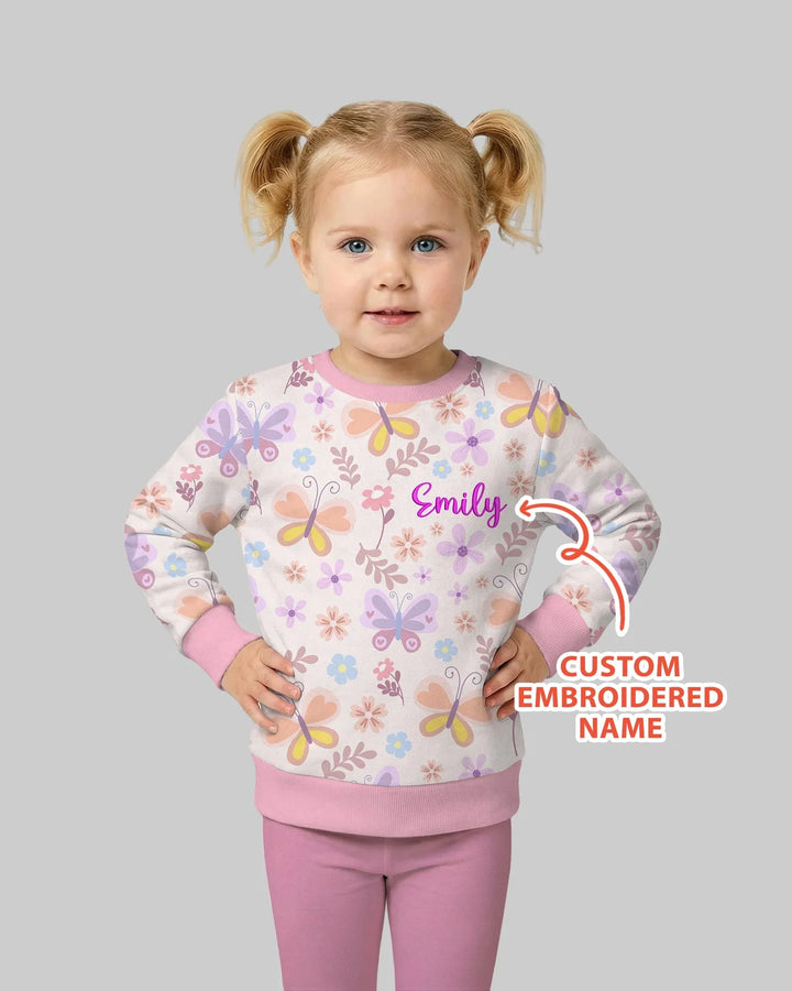 Custom Embroidered Name Butterfly Bamboo Crewneck Sweatshirt