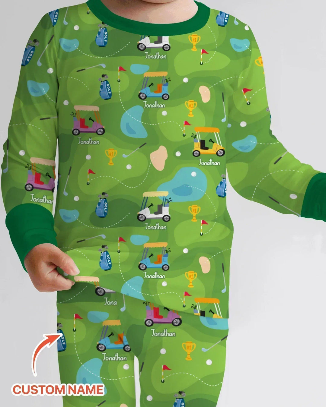 Custom Name Golf Season Family Matching Bamboo Two Piece Long Sleeve Pajama Set