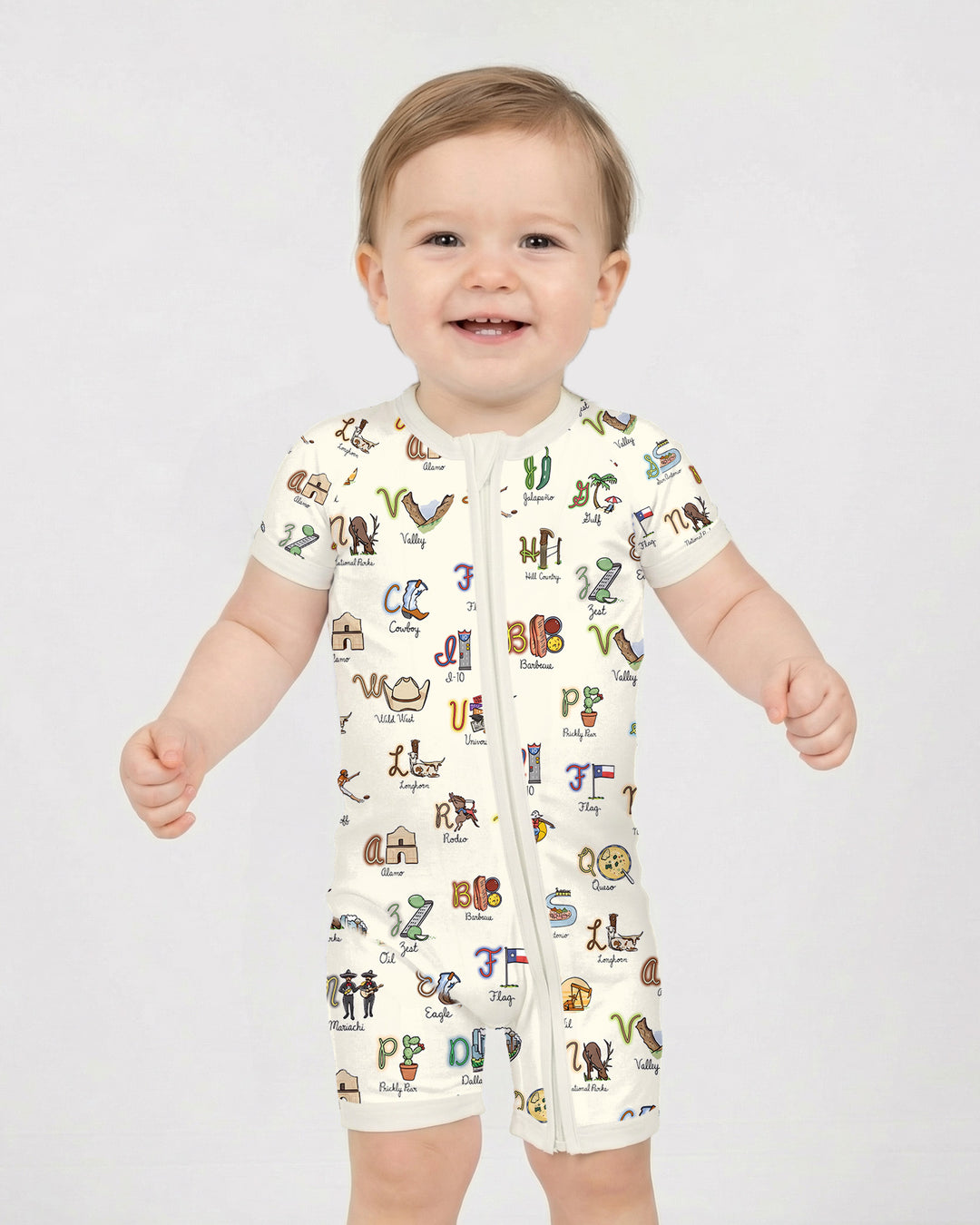 Texas Alphabet Bamboo Shorty Zippy