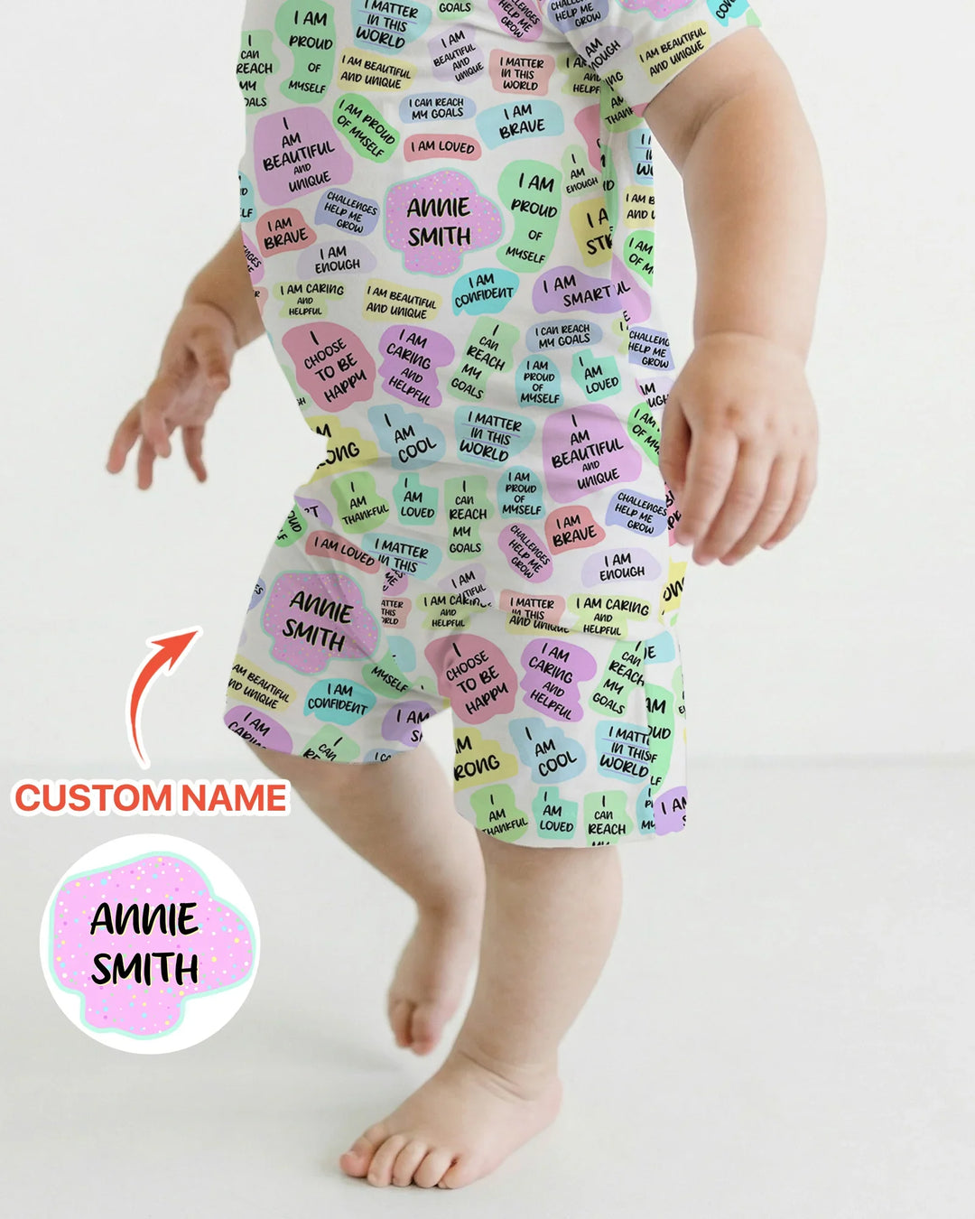 Mom & Baby Daily Affirmation Bamboo Two Piece Short Sleeve Shorts Pajama Set
