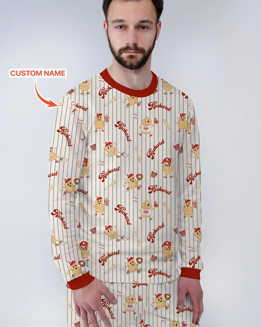 Custom Nam Retro Ballgame Bamboo Men's Pajama Set