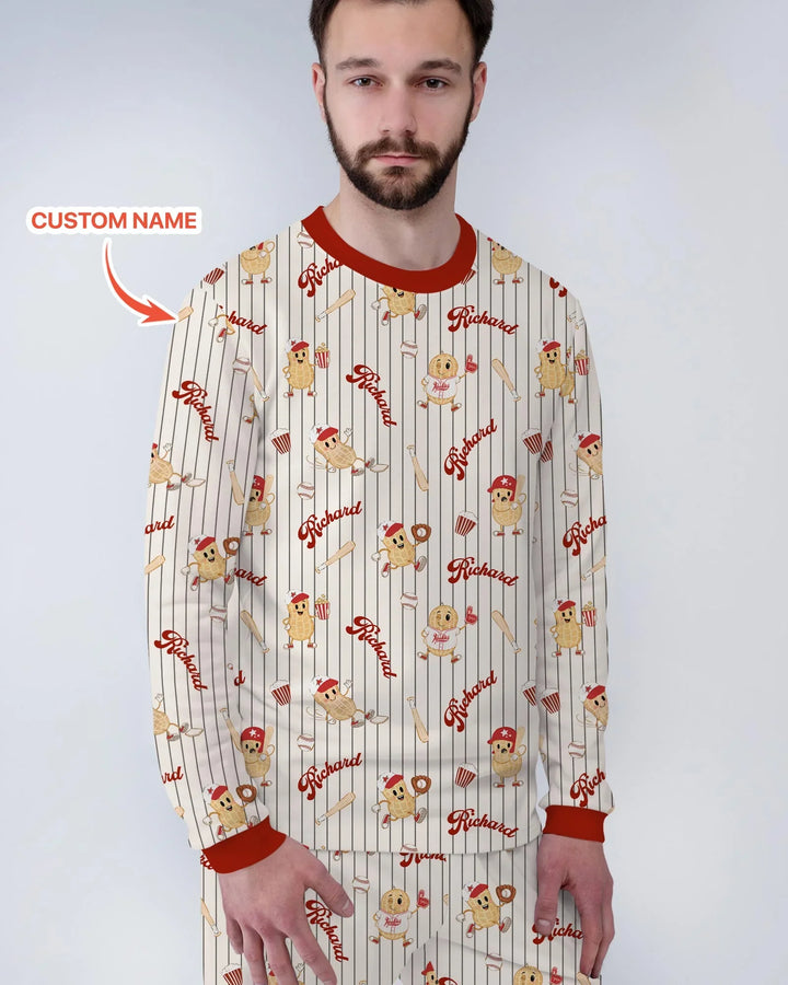 Conjunto de pijama de bambú para hombre Nam Retro Ballgame personalizado