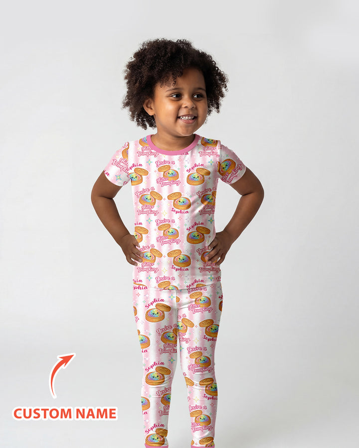 Conjunto de pijama de dos piezas de bambú de manga corta, plantilla personalizada