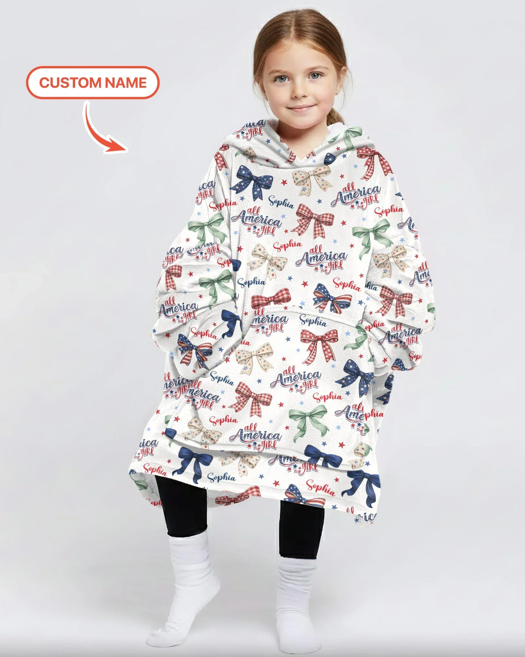 Personalisierte All American Girl Bambus-Decken-Hoodie