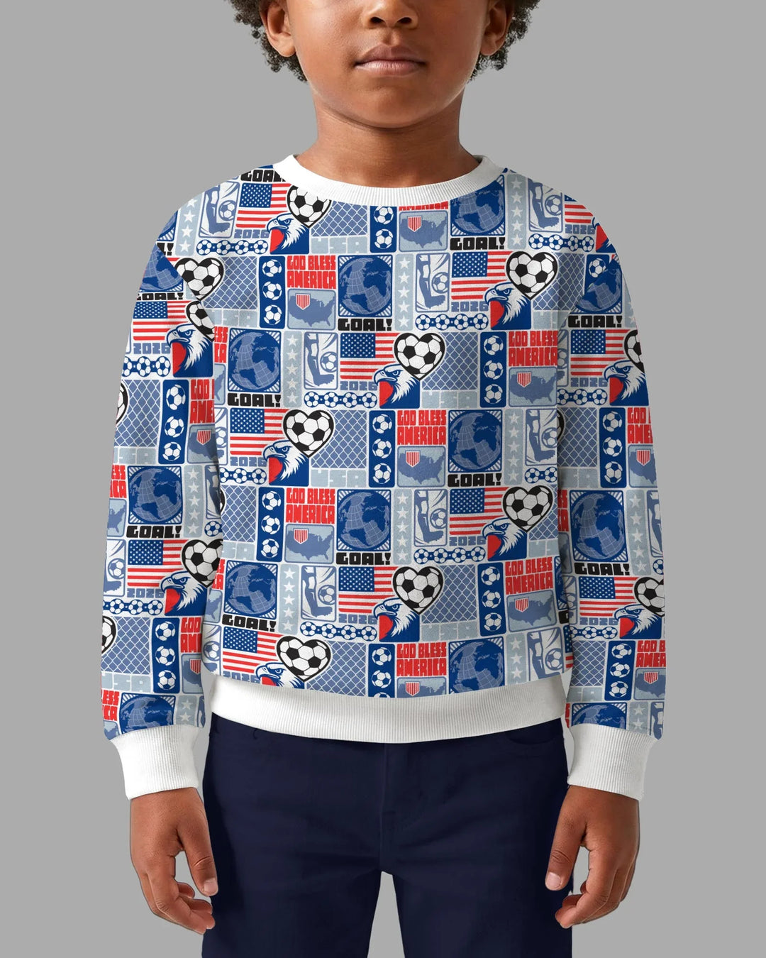 World Soccer God Bless America Bamboo Crewneck Sweatshirt