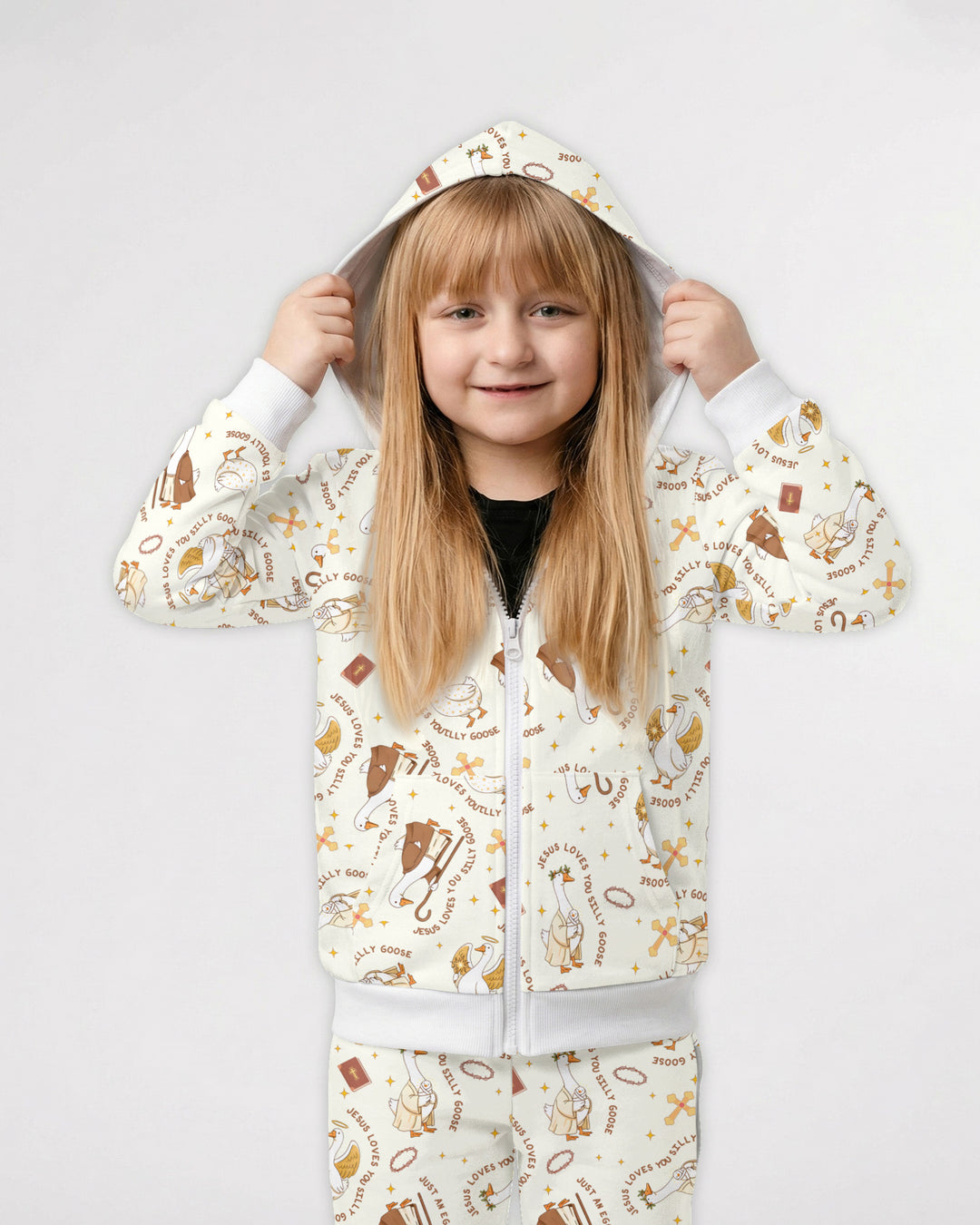 Jesus Loves You Silly Goose Zip Hoodie