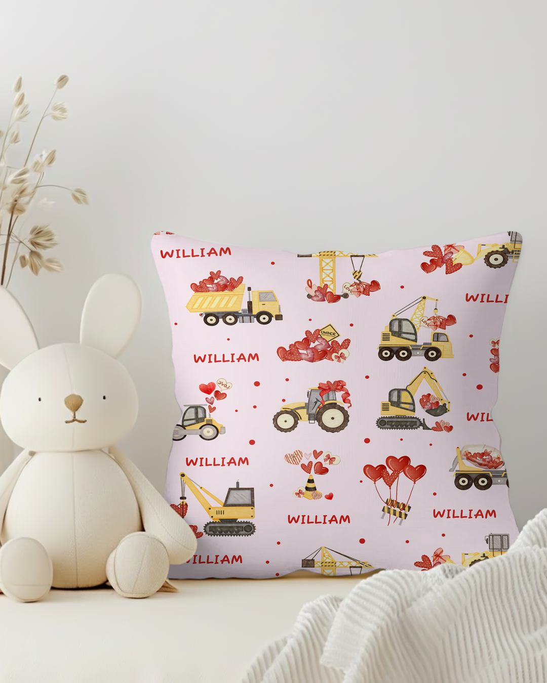 Custom Name Valentine Trucks Family Matching Pillow Case