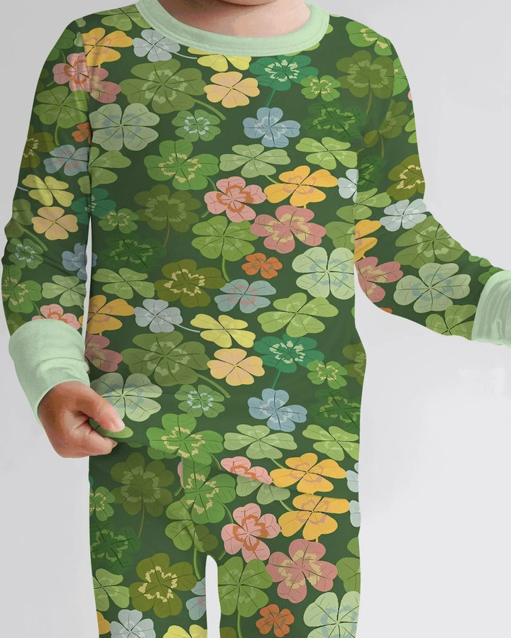 Lucky 4 Leaf Clover Two Piece Long Sleeve Pajama Set