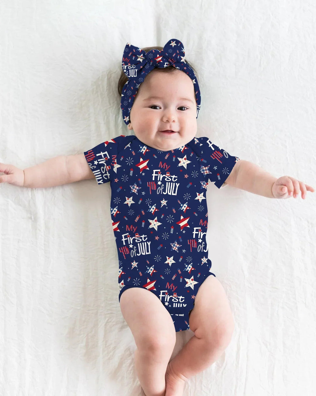 My First 4th of July Star Striped Bamboo Bodysuit