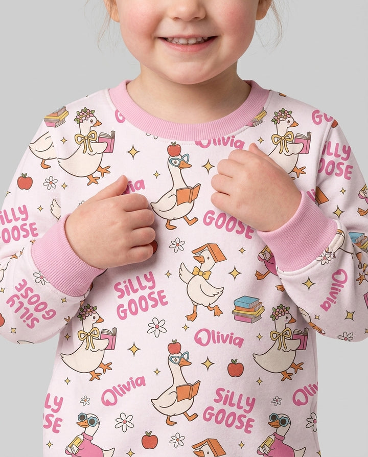 Custom Name Silly Goose Back to School Bamboo Crewneck Sweatshirt