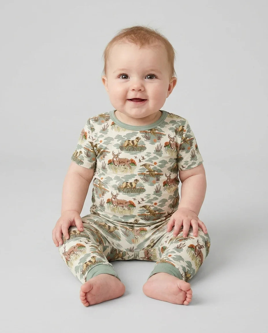 Conjunto de pijama de dos piezas de manga corta de bambú