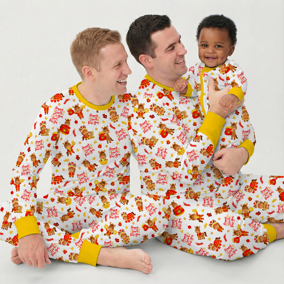 Year of the Horse Two Piece Short Sleeve Shorts Pajama Set