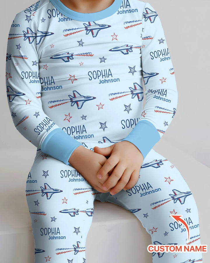 Conjunto de pijama de dos piezas de bambú con mangas largas, plantilla PERSONALIZADA