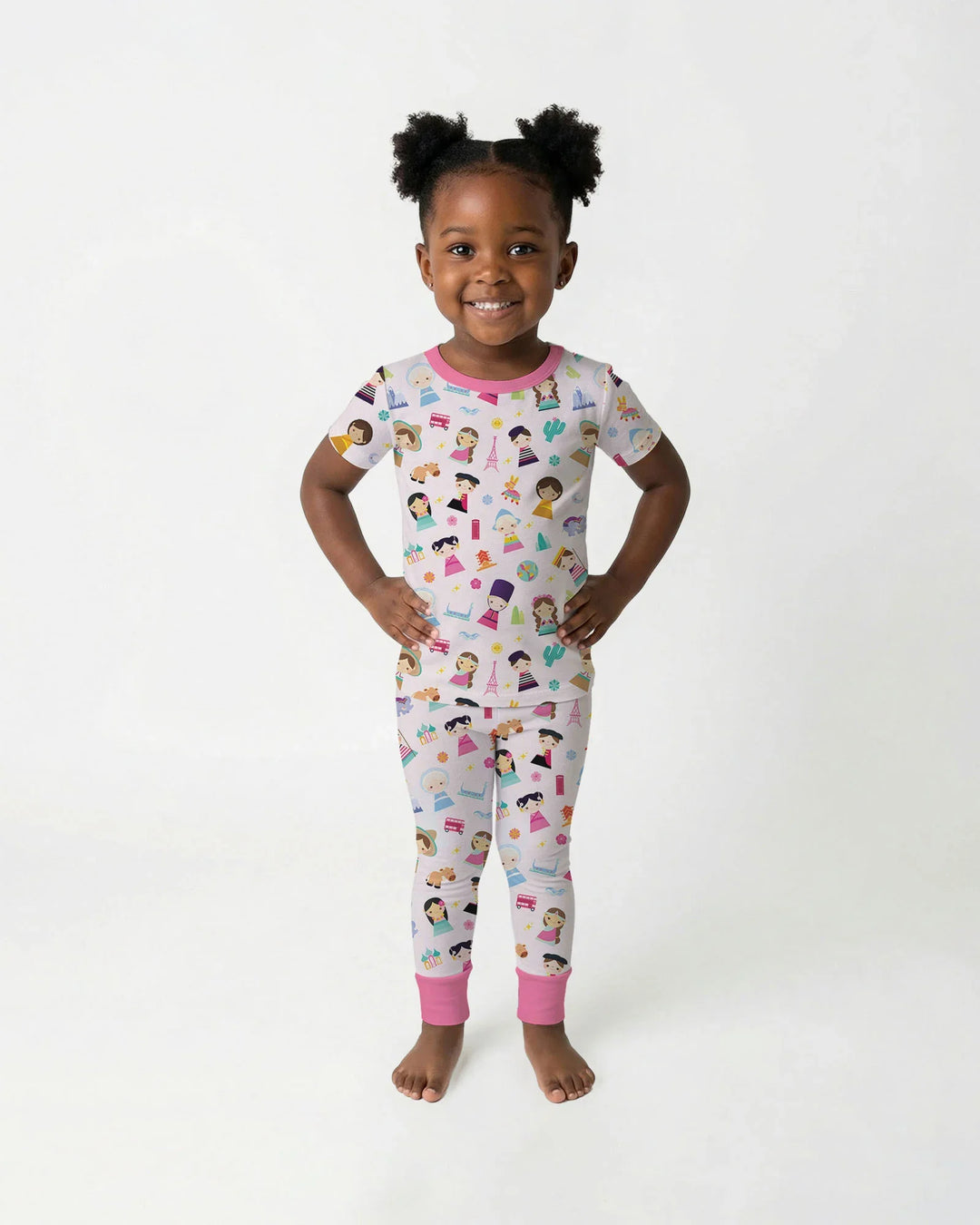 Tiny Friends Around the World Bamboo Two Piece Short Sleeve Pajama Set
