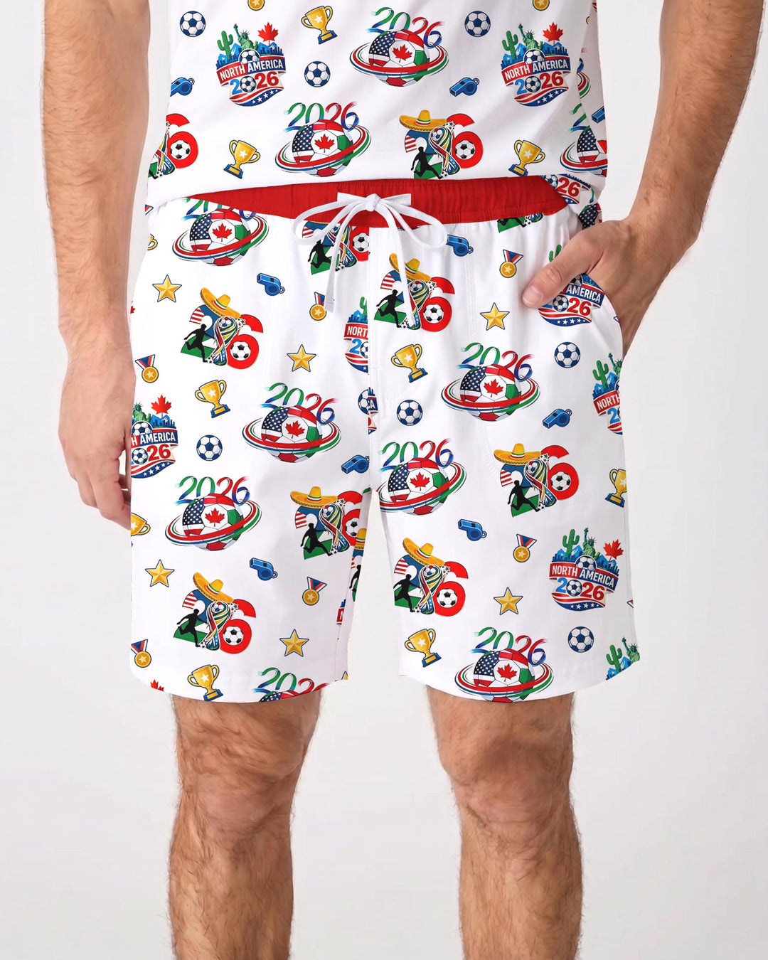 World Soccer North America 2026 Family Matching Bamboo Men Short Sleeve Short Pajama Set
