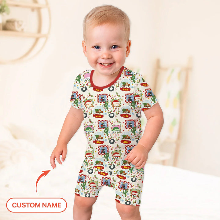 Zweiteiliges Pyjama-Set mit kurzen Ärmeln und Shorts im Sommer-Design