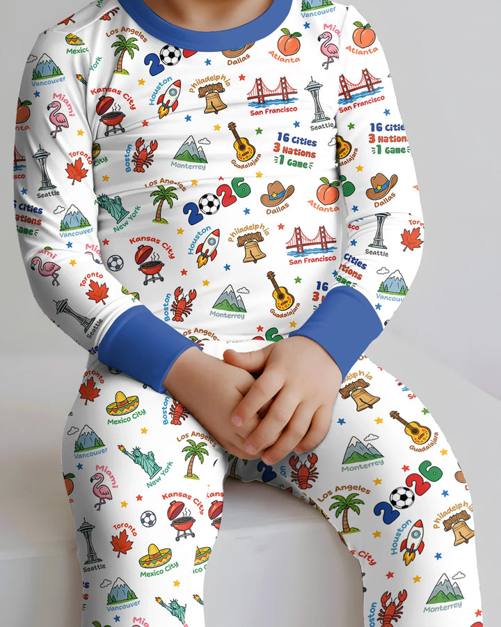 Zweiteiliges Langarm-Pyjama-Set mit Sommerfrüchten