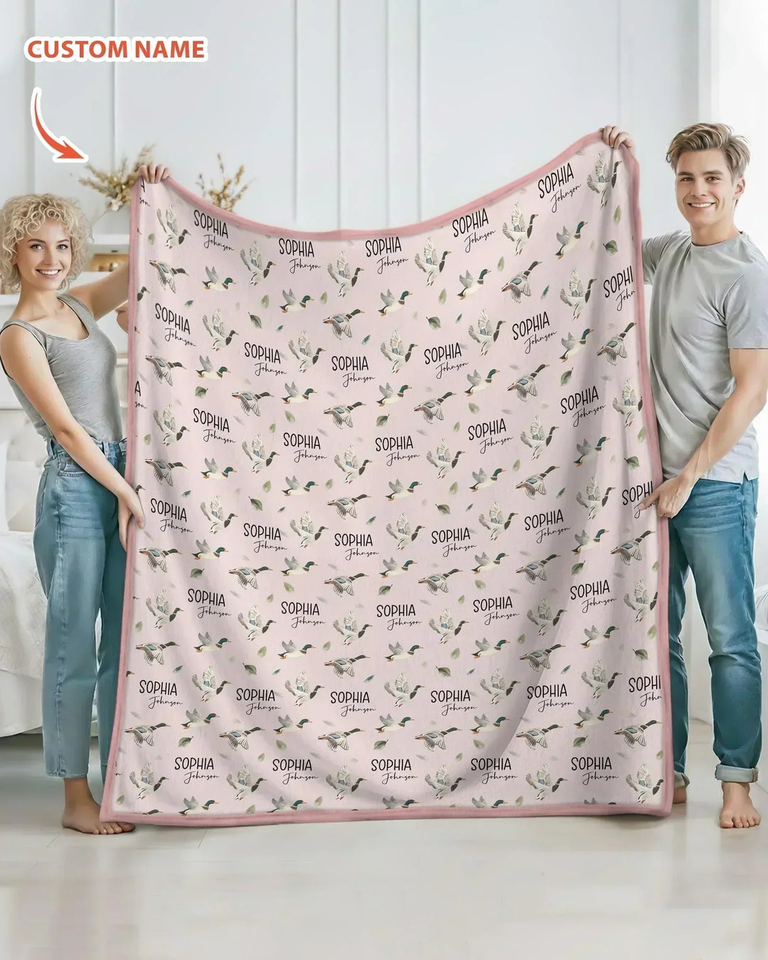 Custom Name Mallard Duck Bamboo Blanket