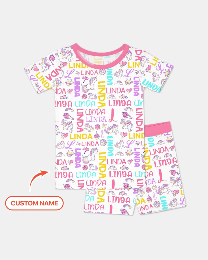 Zweiteiliges Pyjama-Set mit kurzen Ärmeln und Shorts im Sommer-Design