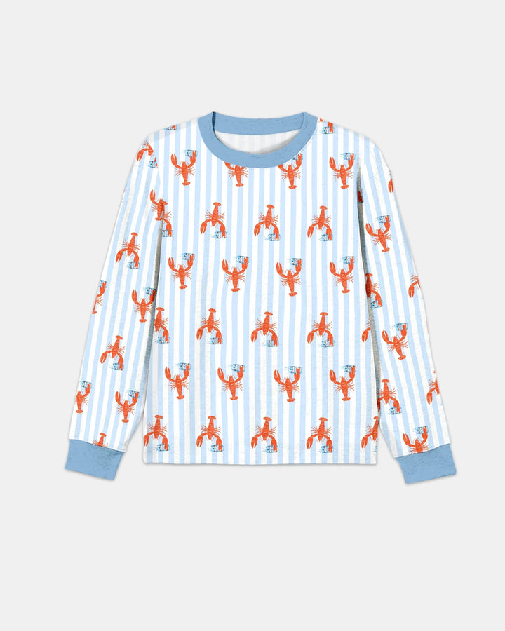 Conjunto de pijama de hombre de bambú con tema de temporada de cerveza de cangrejo de río