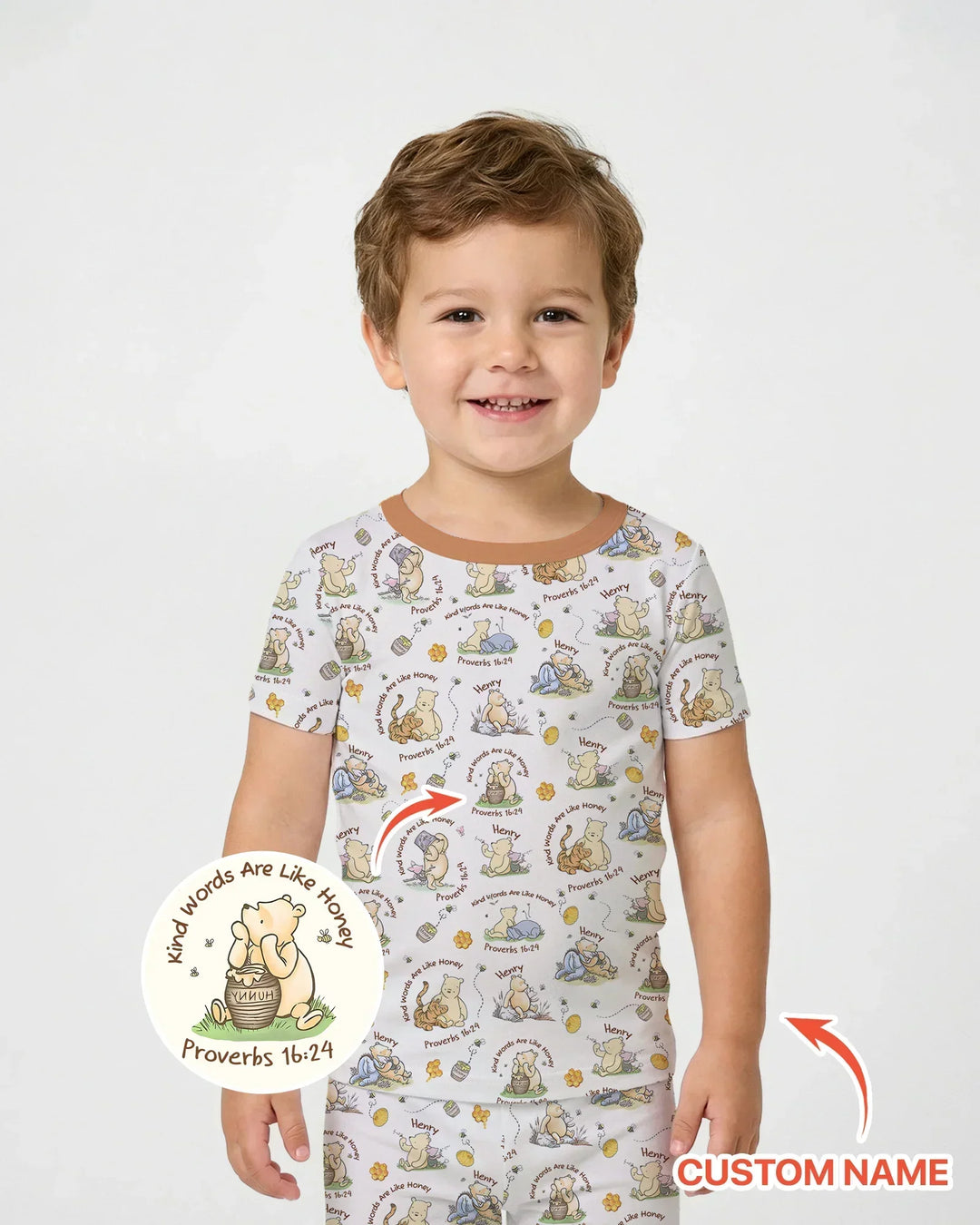 Kind Words Are Like Honey Custom Name Bamboo Two Piece Short Sleeve Pajama Set