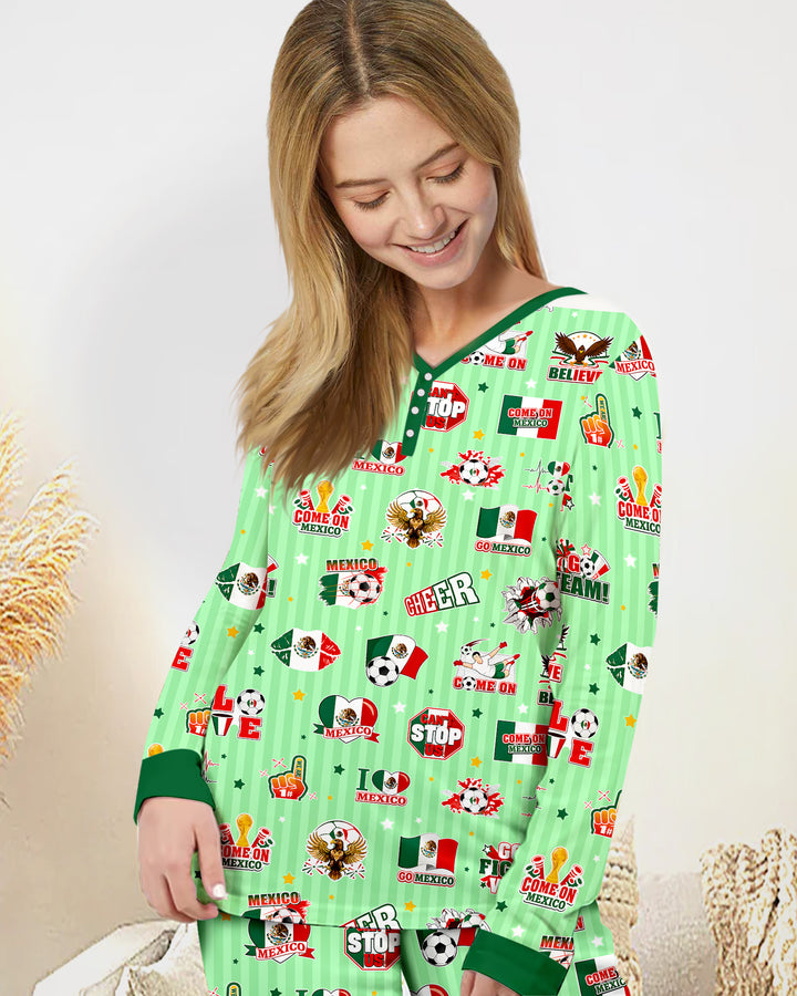 Soccer Game Day Go Team Mexico Family Matching Bamboo Women Pajama Set