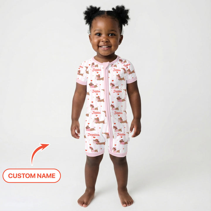 Custom Name Valentine Dachshund Family Matching Shorty Zippy