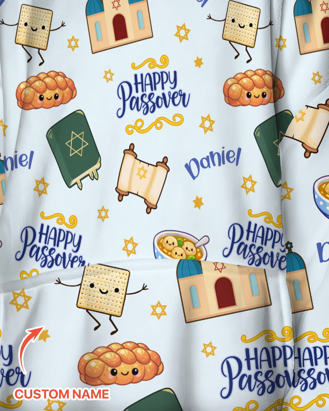 Custom name "Pesach Sameach" Blanket Hoodie