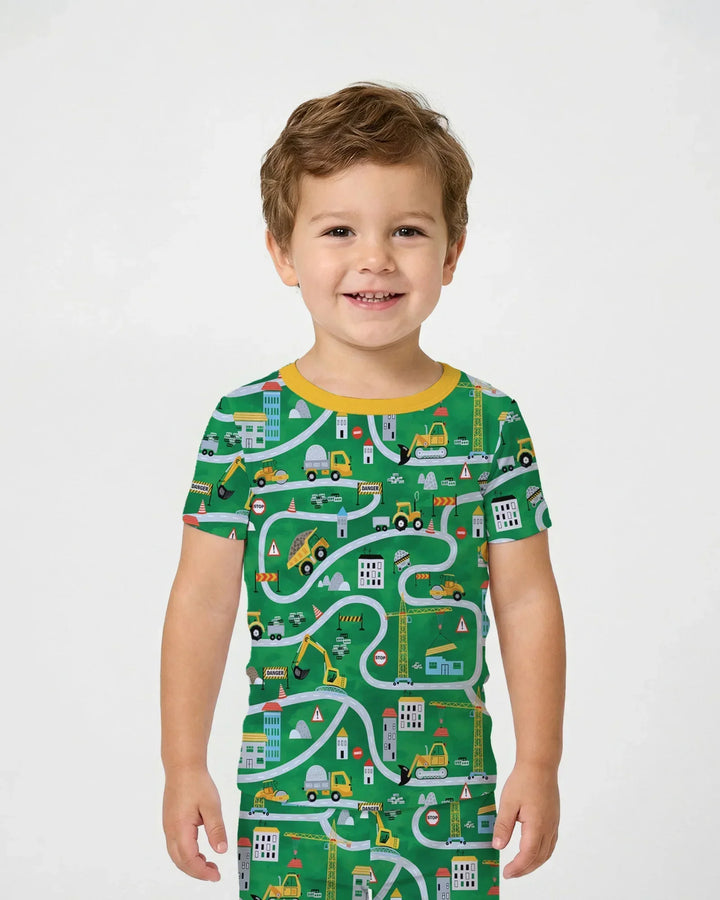 Little Builder Construction Zone Bamboo Two Piece Short Sleeve Pajama Set