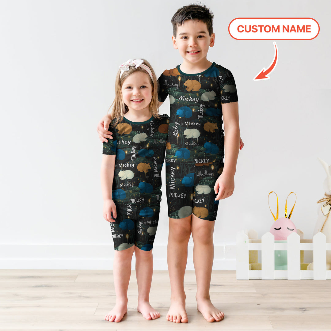 Zweiteiliges Pyjama-Set mit kurzen Ärmeln und Shorts im Sommer-Design