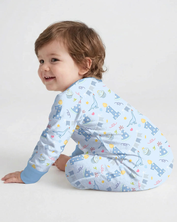 Personalized 1st Birthday Boy Embroidered Baby Bamboo Convertible Zippy